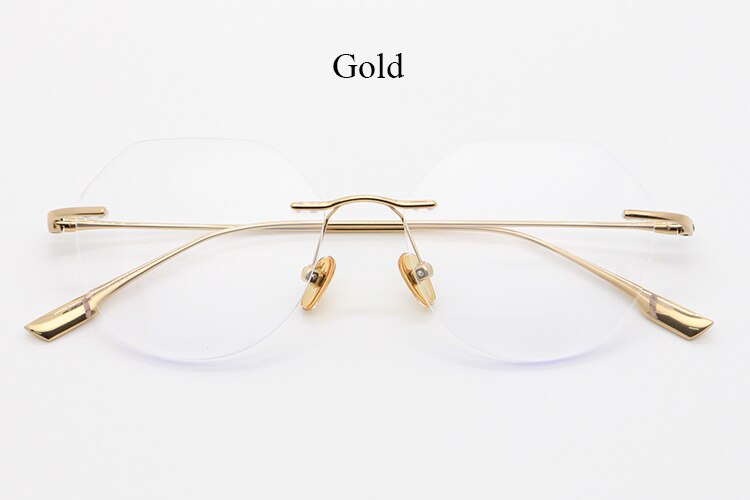 Bclear Unisex Rimless Square Titanium Frame Eyeglasses Myb1135 Rimless Bclear Gold  