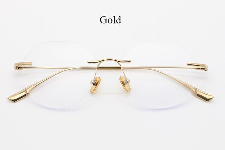 Bclear Unisex Rimless Square Titanium Frame Eyeglasses Myb1135 Rimless Bclear Gold  