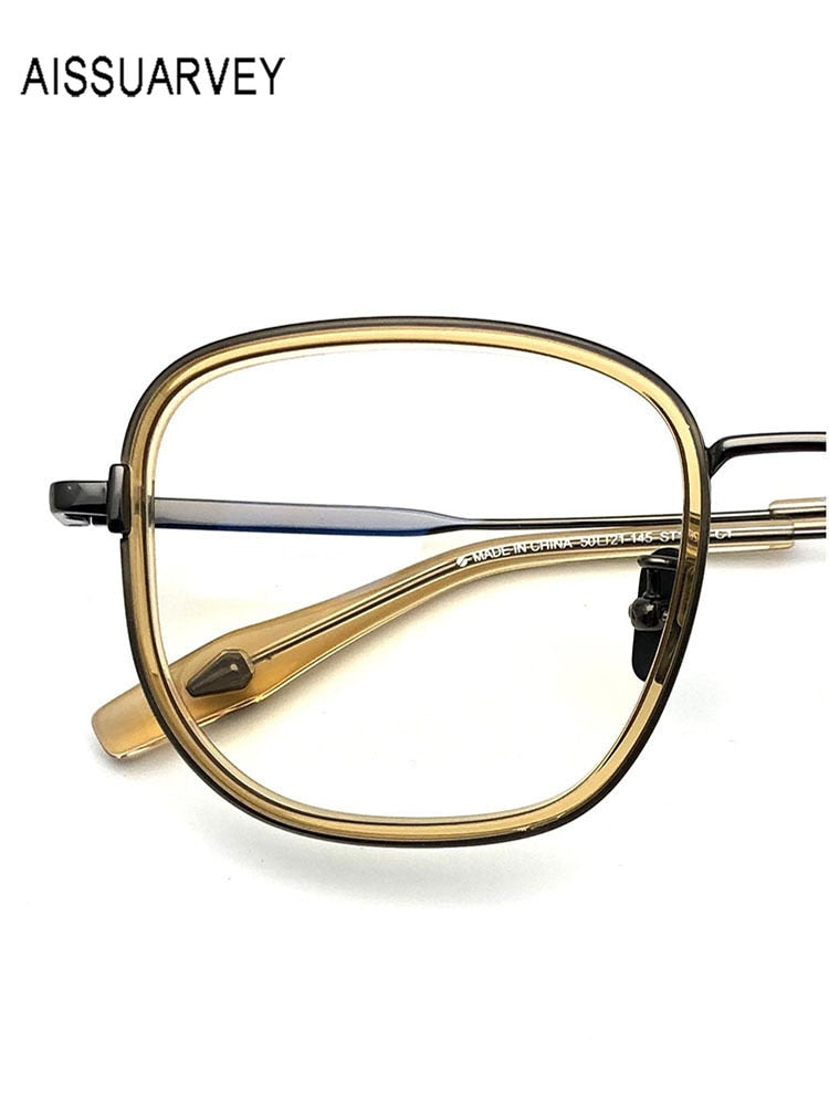 Aissuarvey Unisex Full Rim Titanium Acetate Round Square Eyeglasses St1268 Full Rim Aissuarvey Eyeglasses   