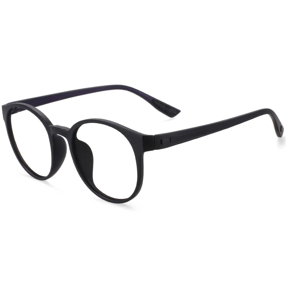 CCSpace Unisex Full Rim Round Tr 90 Titanium Frame Eyeglasses 54168 Full Rim CCspace Black  