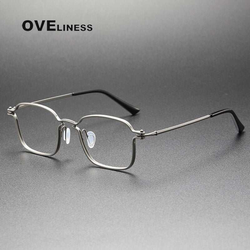 Oveliness Unisex Full Rim Square Titanium Eyeglasses 5898 Full Rim Oveliness gun  