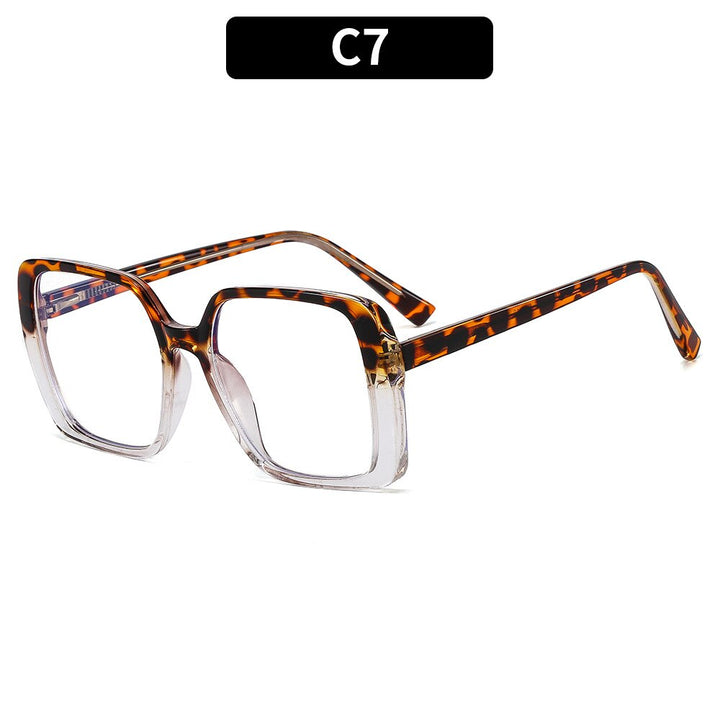 CCSpace Women's Full Rim Oversized Square Tr 90 Titanium Eyeglasses 54640 Full Rim CCspace China Leopard clear 