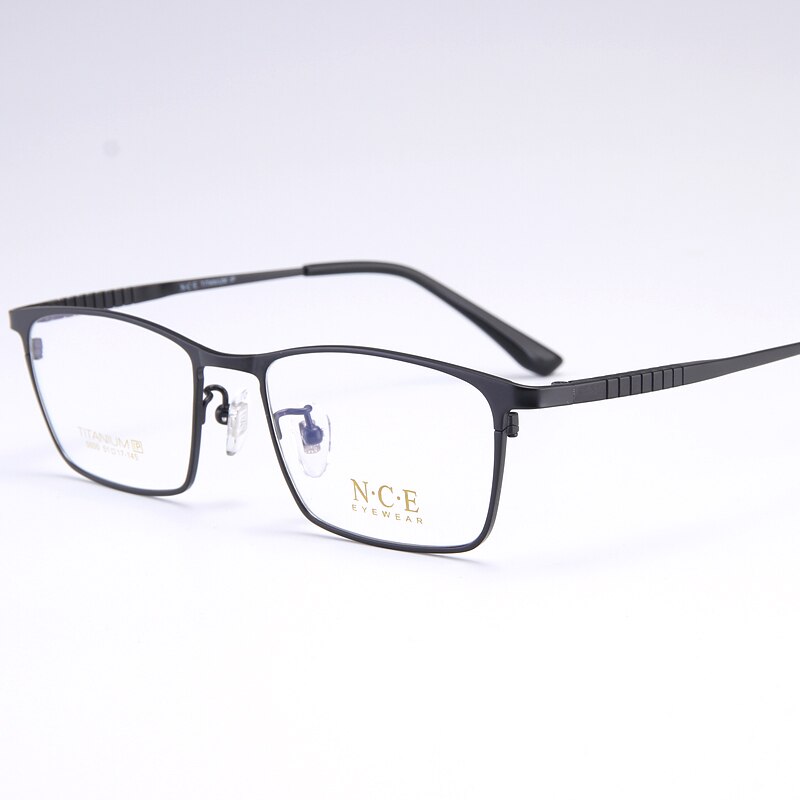 Bclear Men's Full Rim Square Titanium Eyeglasses My5000 Full Rim Bclear Black  