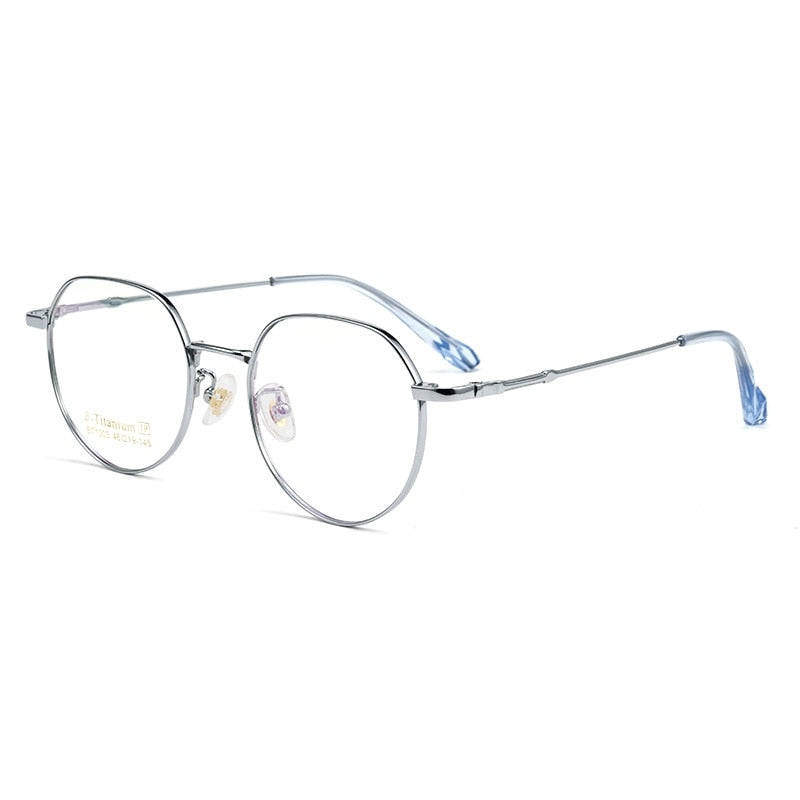 Yimaruli Unisex Full Rim Small Polygon Titanium Eyeglasses Bt1003m Full Rim Yimaruili Eyeglasses Silver  