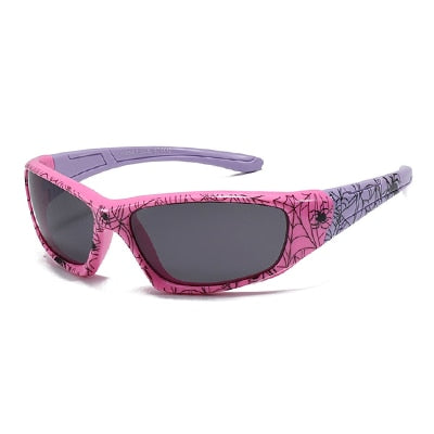 Ralferty Unisex Children's Full Rim Rectangle Acetate Polarized Sunglasses M805 Sunglasses Ralferty C42 Pink - Purple China As picture