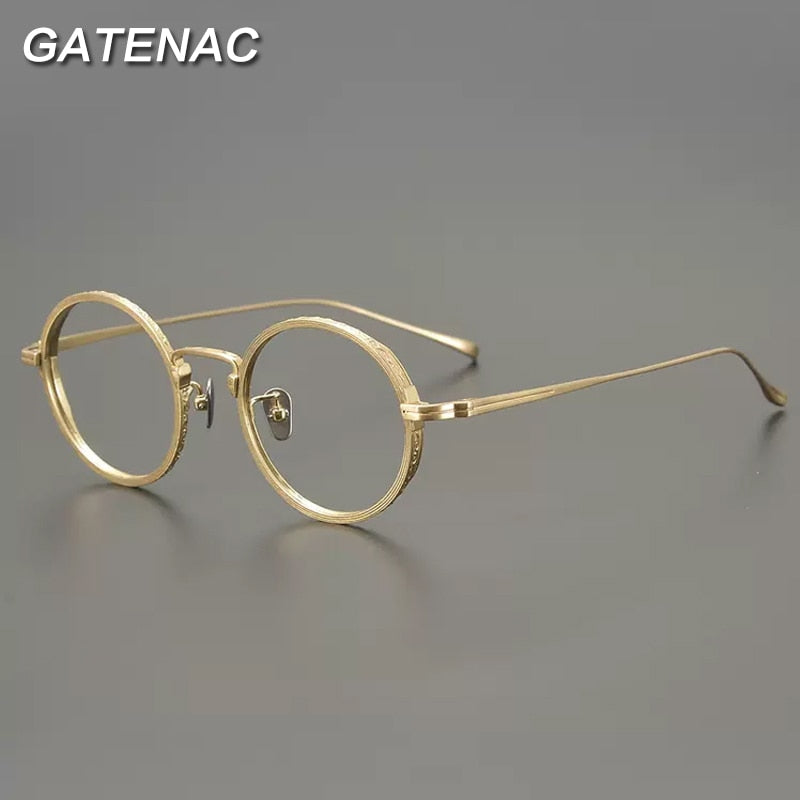 Gatenac Unisex Full Rim Round Titanium Eyeglasses Gxyj893 Full Rim Gatenac   