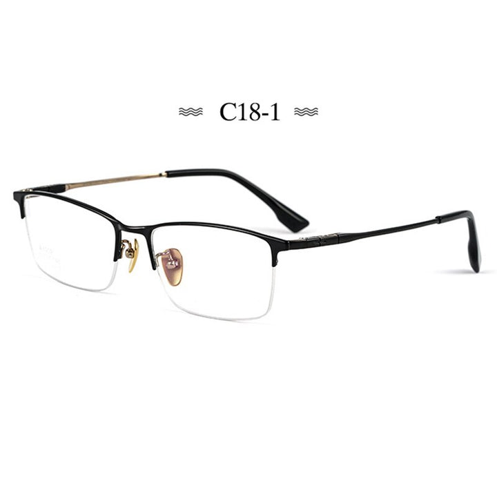 Hotochki Men's Semi Rim Square Tr 90 Titanium Frame Eyeglasses Bv6009 Semi Rim Hotochki C18-1  