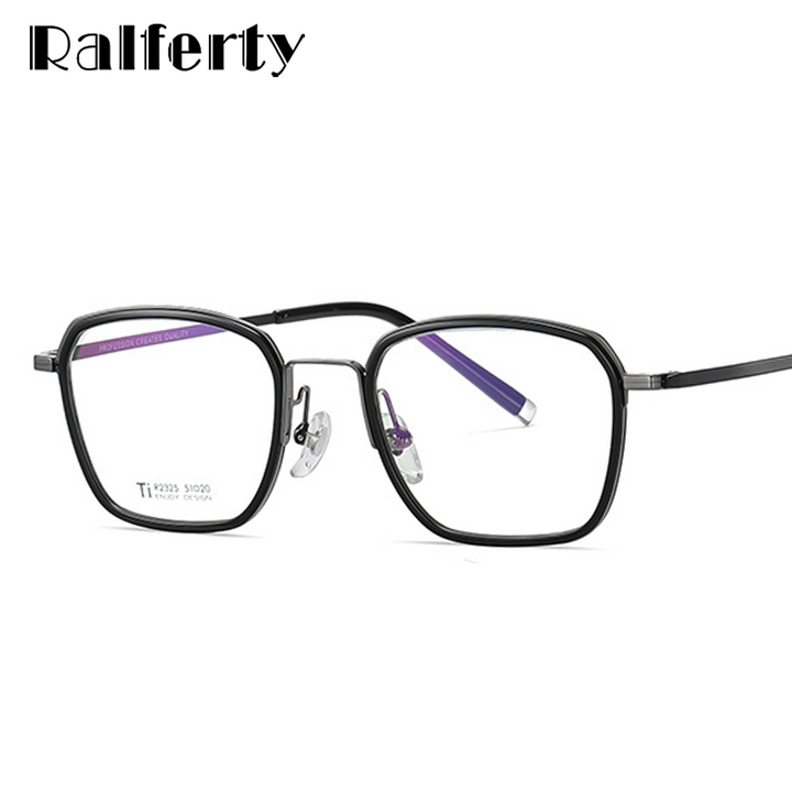 Ralferty Unisex Full Rim Square Acetate Titanium Eyeglasses D2325t Full Rim Ralferty   