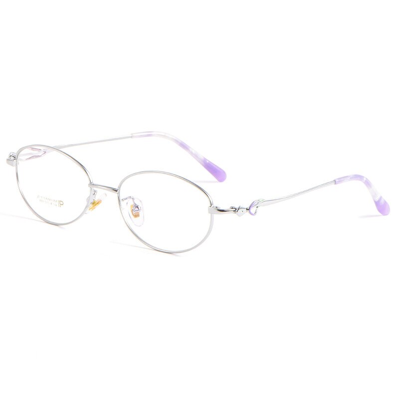 KatKani Women's Full Rim Oval Alloy Eyeglasses 3524x Full Rim KatKani Eyeglasses Silver  
