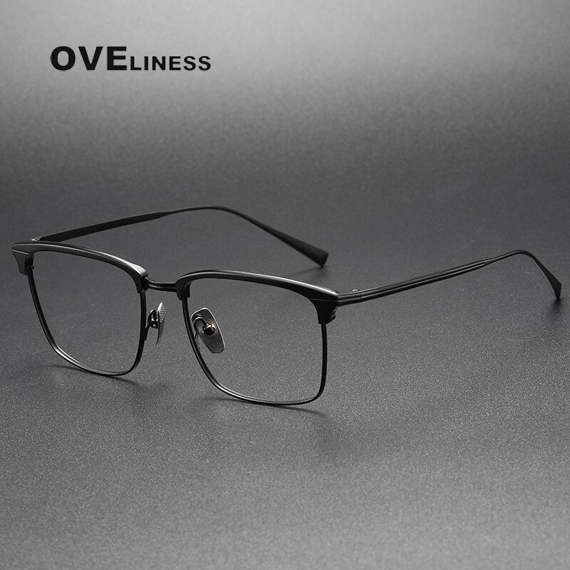 Oveliness Unisex Full Rim Square Acetate Titanium Eyeglasses Swing45 Full Rim Oveliness black  