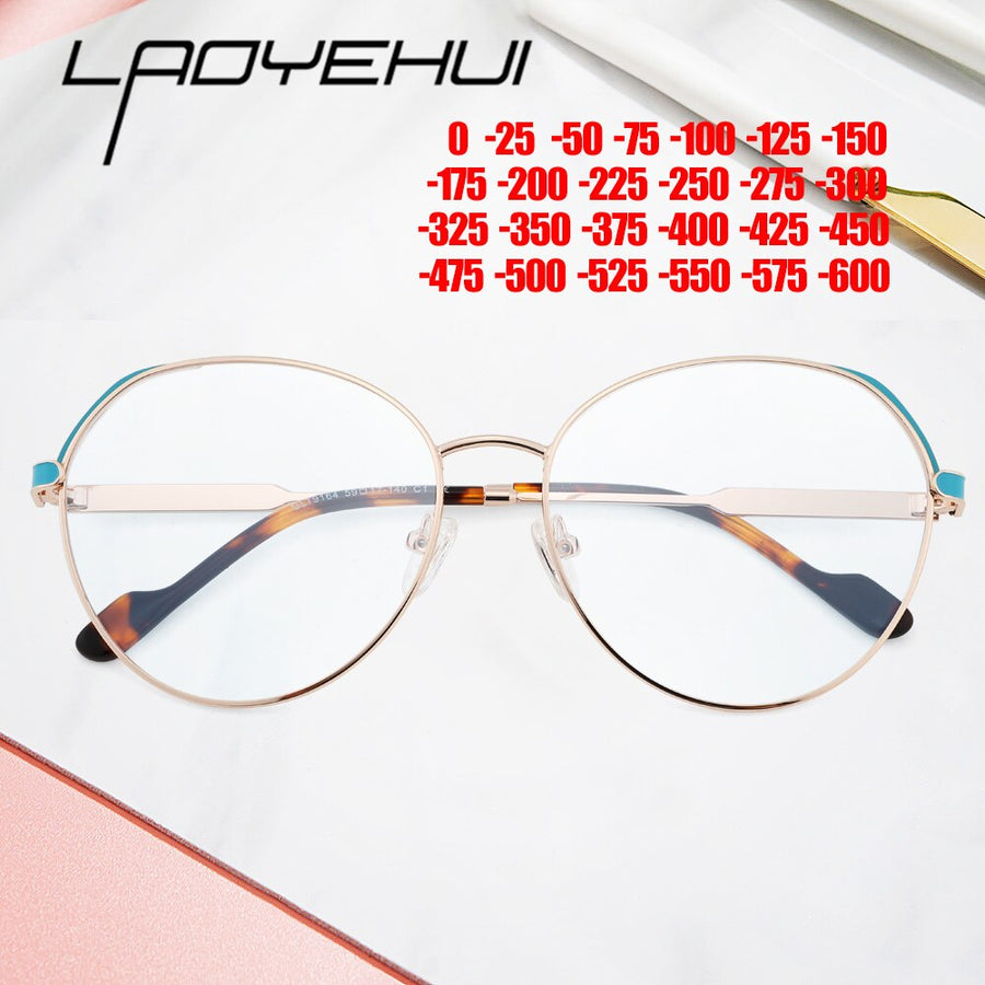 Laoyehui Women's Full Rim Big Round Alloy Myopic Reading Glasses Anti-Blue Light Glg9164 Reading Glasses Laoyehui   