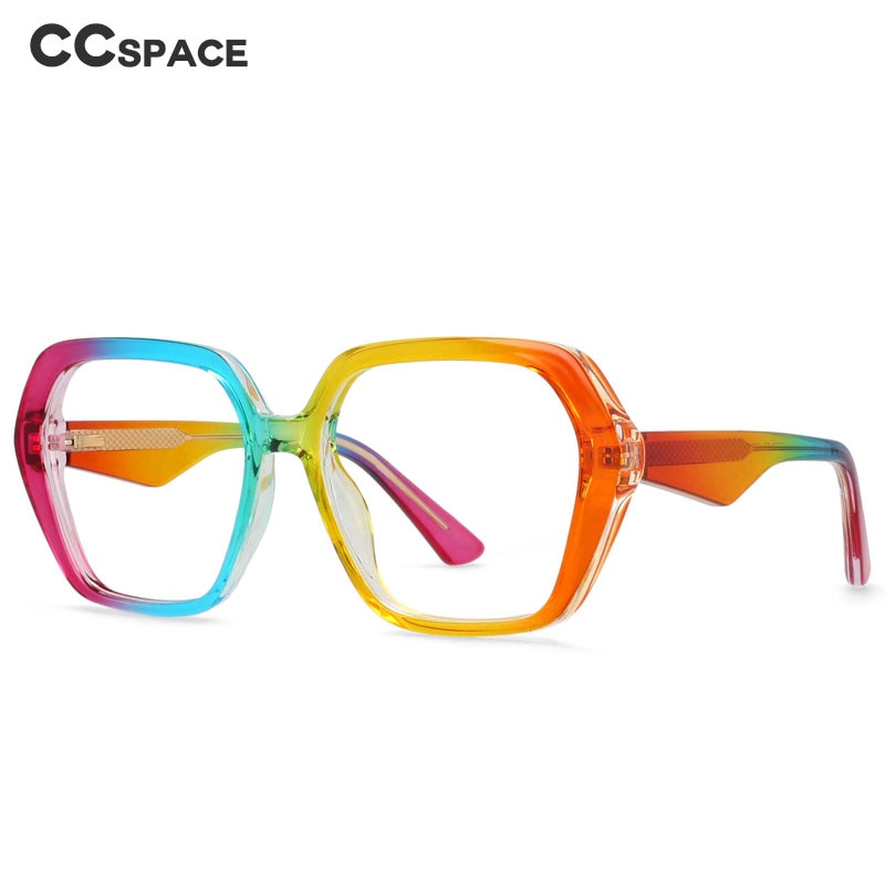 CCspace Women's Full Rim Irregular Square Tr 90 Titanium Eyeglasses 55340 Full Rim CCspace   