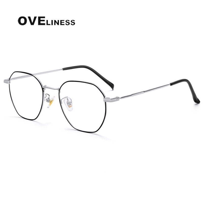 Oveliness Women's Full Rim Round Square Titanium Eyeglasses 2018 Full Rim Oveliness black silver  