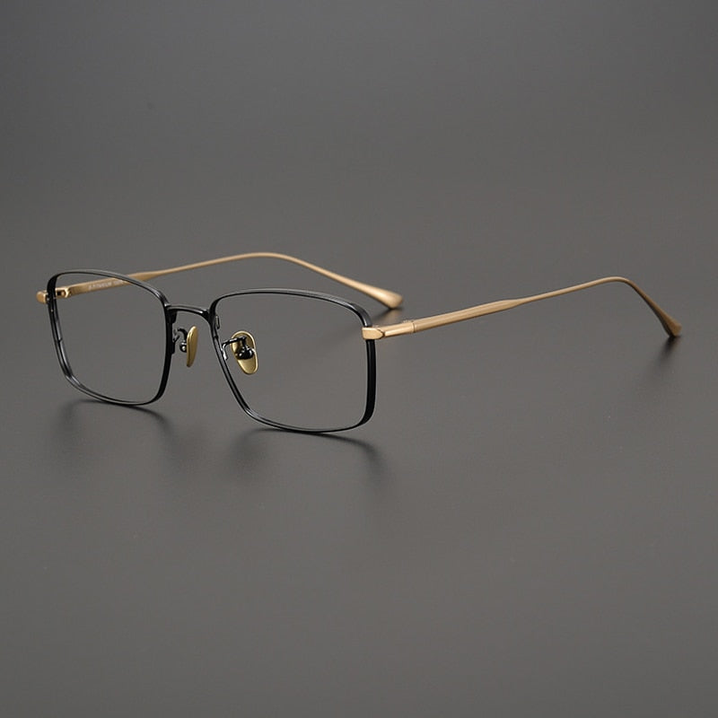 Gatenac Unisex Full Rim Square Titanium Eyeglasses Gxyj990 Full Rim Gatenac Black Gold  