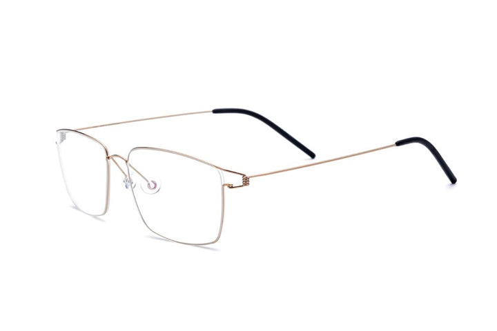 Muzz Men's Full Rim Round Titanium Alloy Screwless Frame Eyeglasses 3In1 Full Rim Muzz Square Gold  