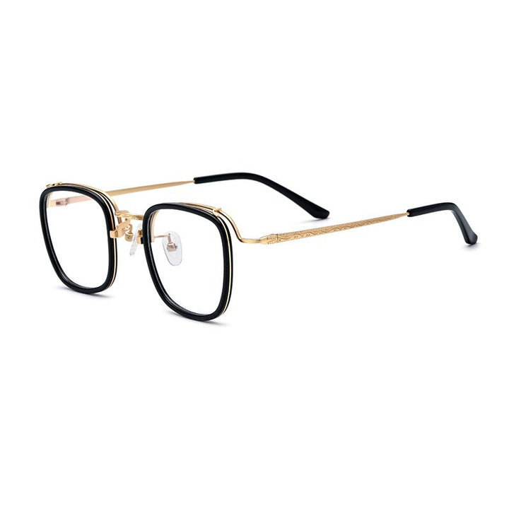 Gatenac Unisex Full Rim Square Tr 90 Titanium Eyeglasses Gxyj976 Full Rim Gatenac Gold Black  