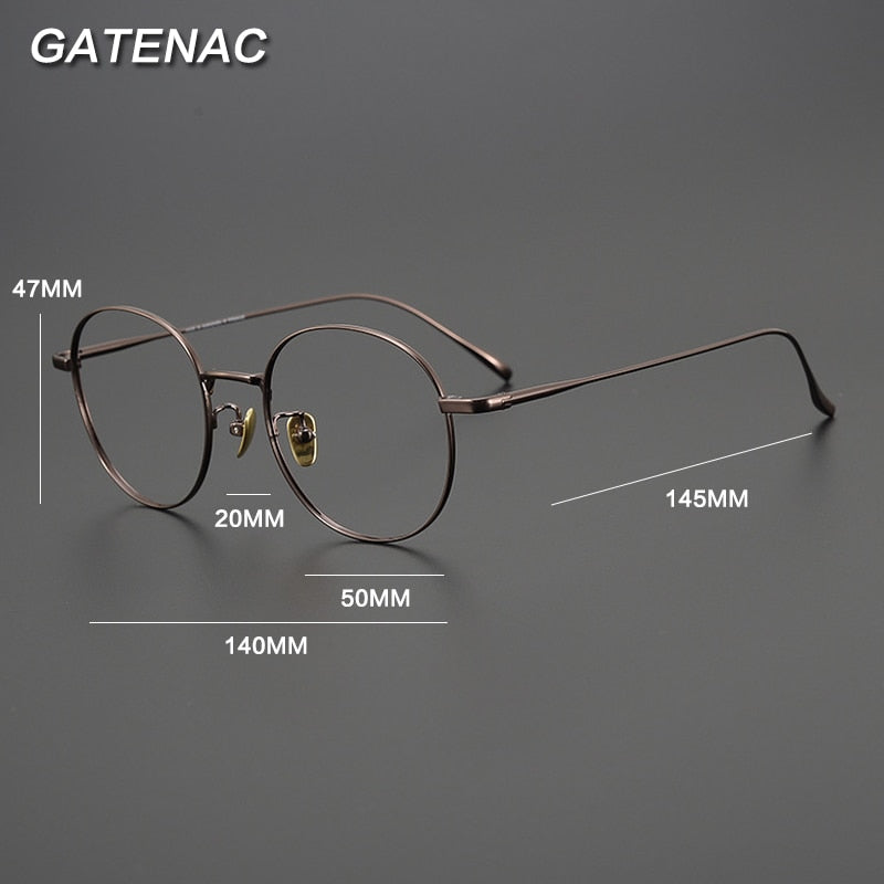 Gatenac Unisex Full Rim Round Titanium Eyeglasses Gxyj989 Full Rim Gatenac   