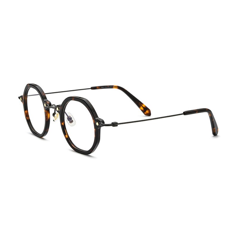 Gatenac Unisex Full Rim Round Titanium Acetate Frame Eyeglasses Gxyj807 Full Rim Gatenac Tortoise  