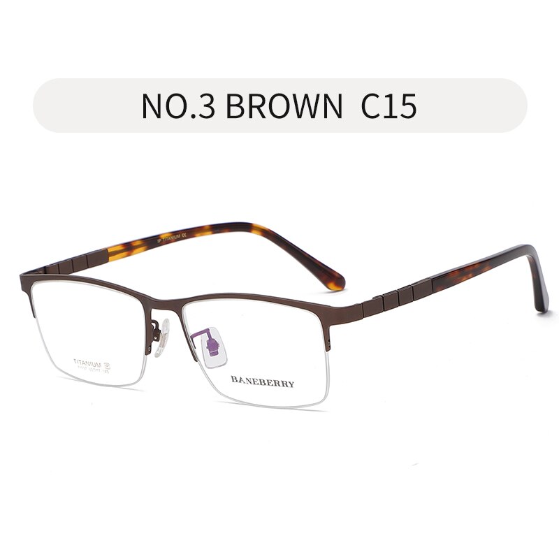 Zirosat Unisex Eyeglasses Frame Pure Titanium Half Rim 71137 Semi Rim Zirosat brown  