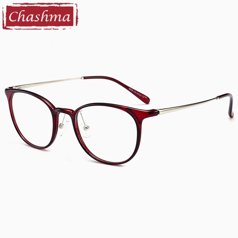 Chashma Unisex TR 90 Titanium Round Full Rim Frame Eyeglasses 90039 Full Rim Chashma Wine Red  