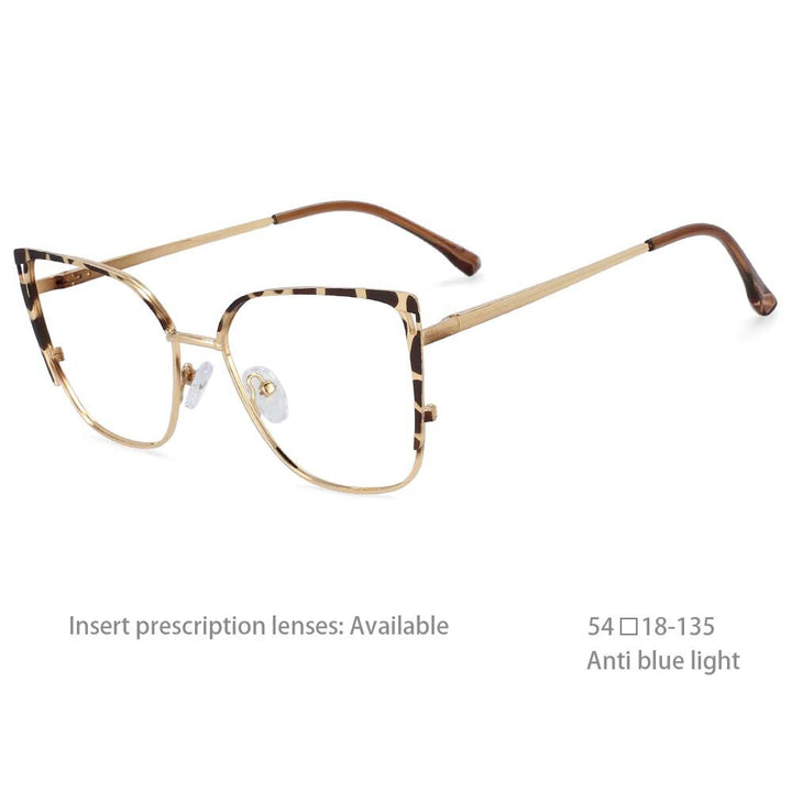 CCspace Women's Full Rim Square Cat Eye Tr 90 Titanium Eyeglasses 54427 Full Rim CCspace China Leopard 