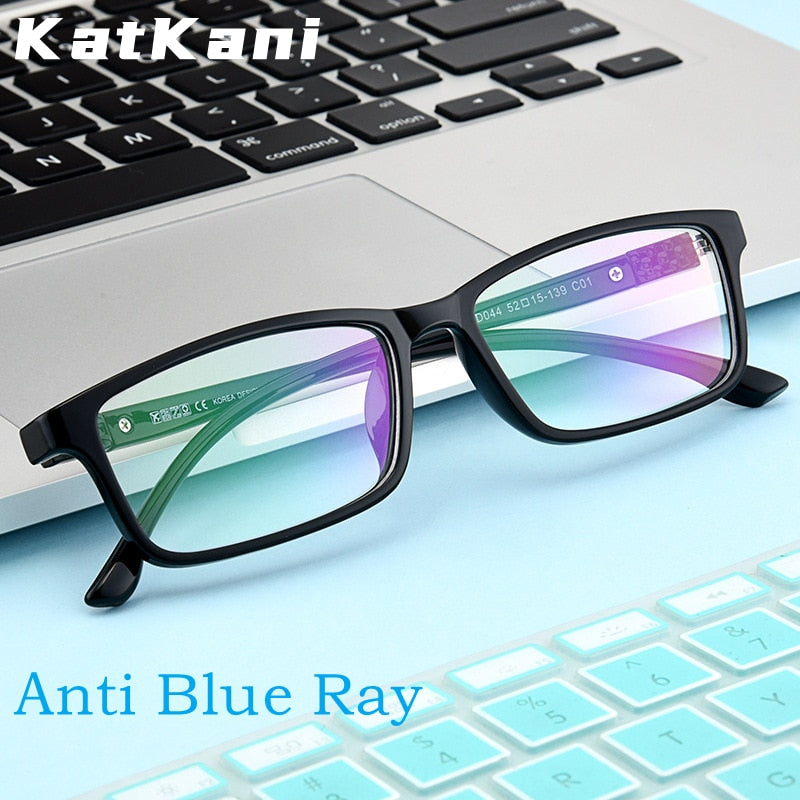 KatKani Unisex Full Rim Square TR 90 Matte Black Anti Blue Light Reading Glasses D044 Reading Glasses KatKani Eyeglasses   
