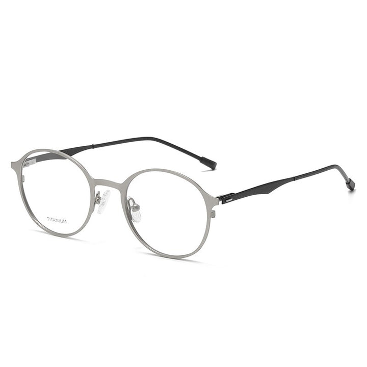 Zirosat Unisex Full Rim Round Titanium Eyeglasses P8821 Full Rim Zirosat silver  