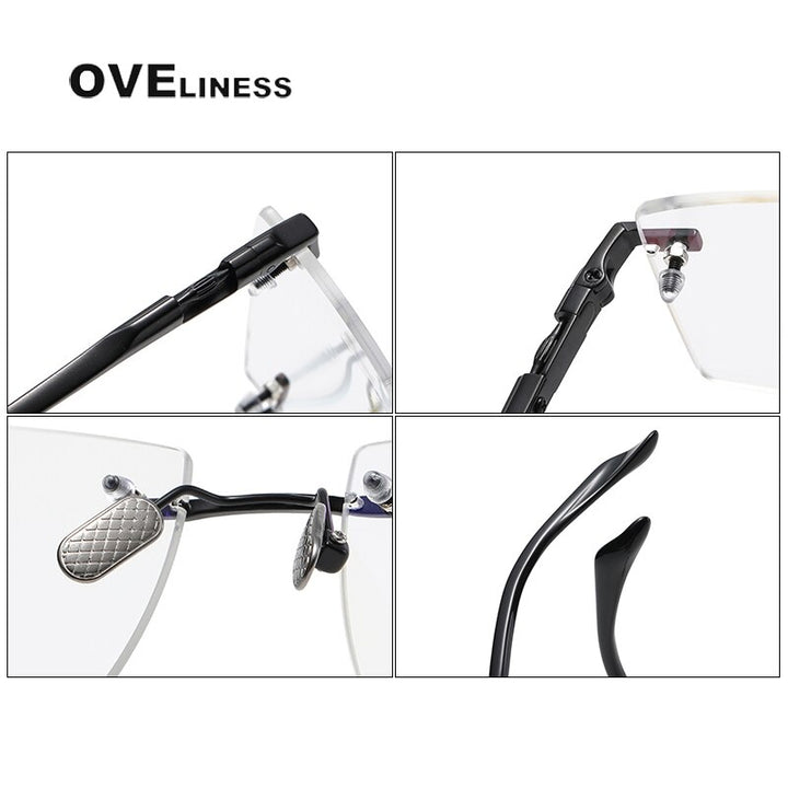 Oveliness Unisex Rimless Square Titanium Eyeglasses 80841 Rimless Oveliness   