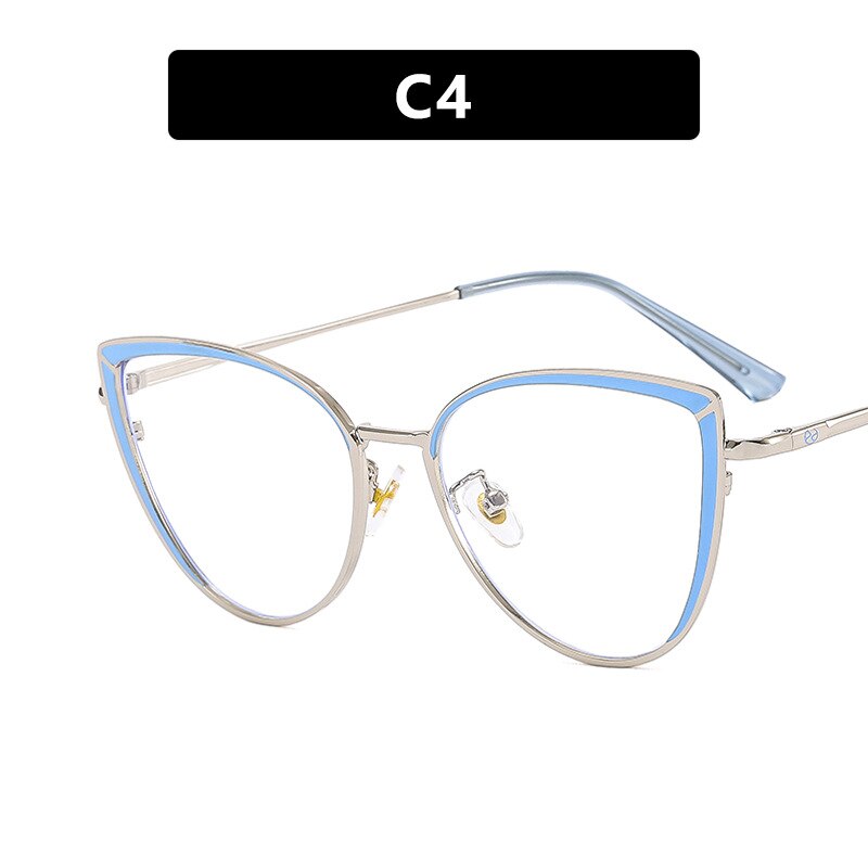 CCSpace Women's Full Rim Square Cat Eye Acetate Alloy Eyeglasses 54550 Full Rim CCspace China Blue 