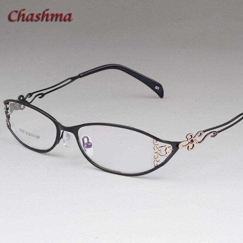 Chashma Women's Full Rim Cat Eye Stainless Steel Frame Eyeglasses 8107 Full Rim Chashma Black  