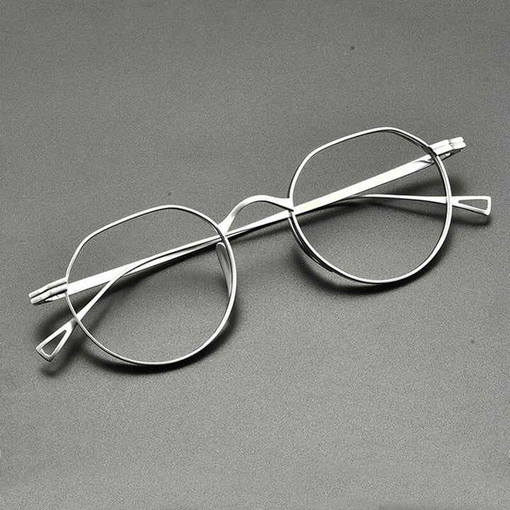 Gatenac Unisex Full Rim Oval Round Titanium Eyeglasses Gxyj832 Full Rim Gatenac Silver  