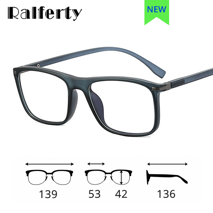 Ralferty Men's Full Rim Square Tr 90 Acetate Eyeglasses F95348 Full Rim Ralferty   