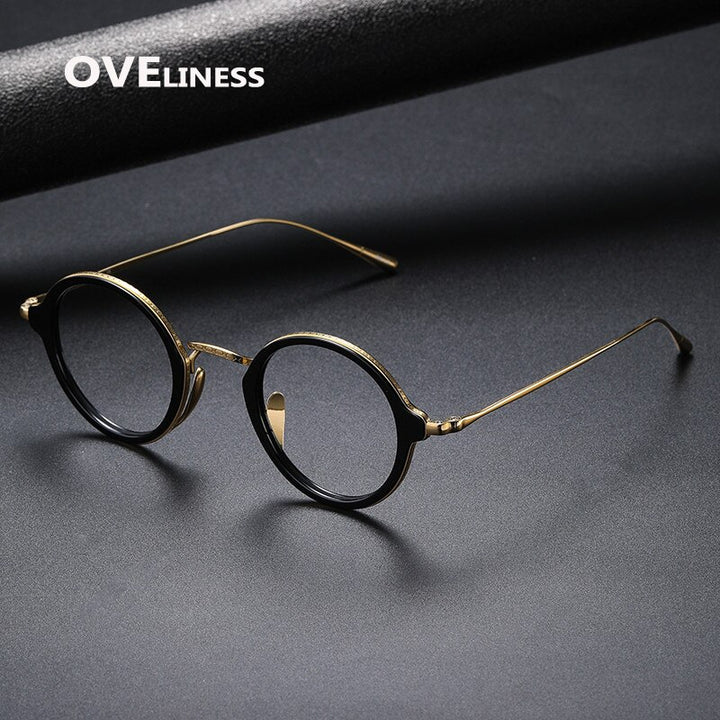 Oveliness Unisex Full Rim Round Acetate Titanium Eyeglasses 1110 Full Rim Oveliness   