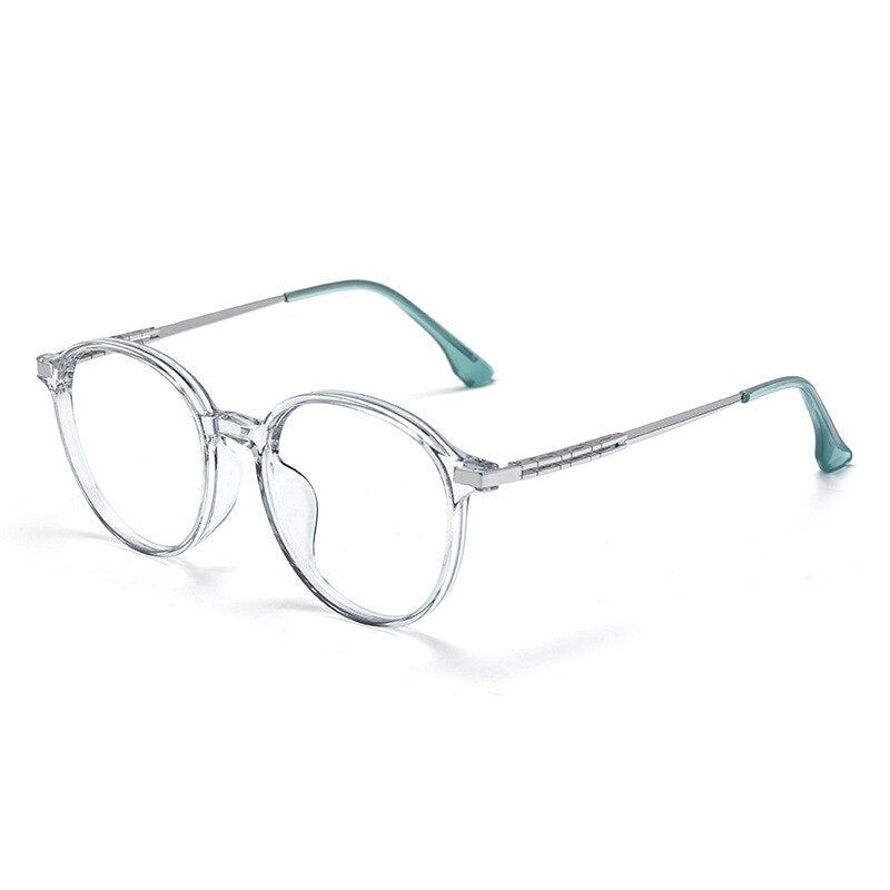 KatKani Unisex Full Rim Round Acetate Titanium Eyeglasses 96007S Full Rim KatKani Eyeglasses Transparent Blue  