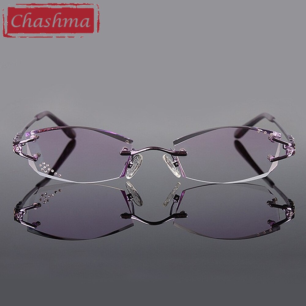 Chashma Ochki Women's Rimless Square Titanium Eyeglasses 10066028 Rimless Chashma Ochki purple  