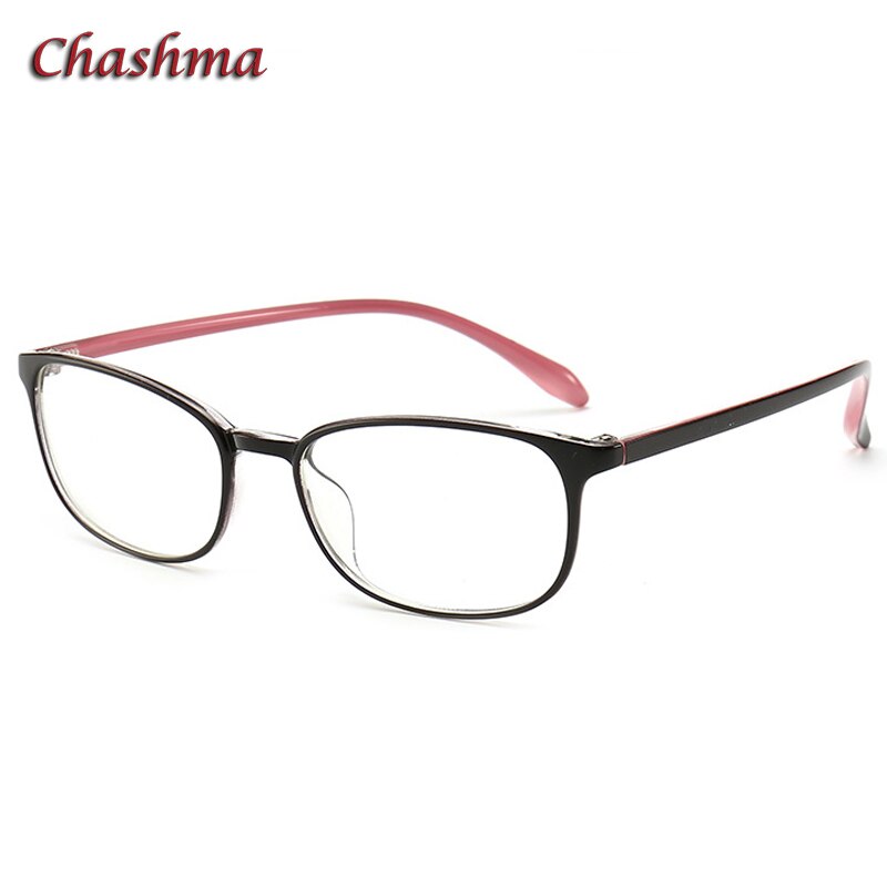 Chashma Women's Full Rim Square TR 90 Resin Titanium Frame Eyeglasses 6053 Full Rim Chashma Black Pink  