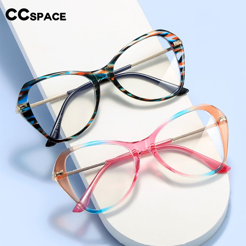 CCSpace Women's Full Rim Irregular Butterfly Tr 90 Titanium Eyeglasses 53321 Full Rim CCspace   