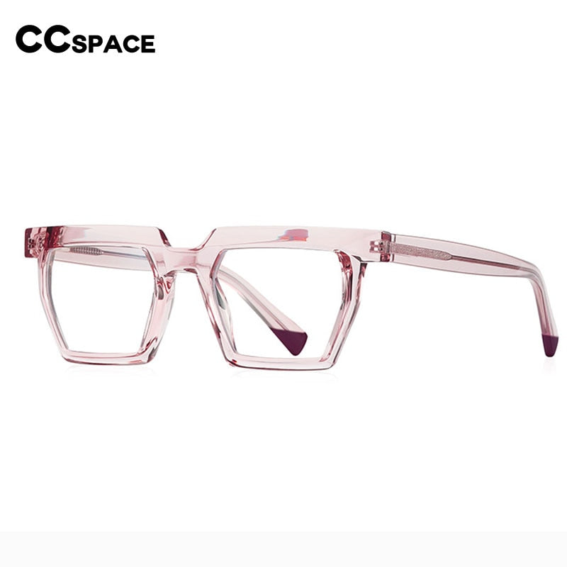 CCSpace Unisex Full Rim Flat Top Square Acetate Titanium Eyeglasses 53370 Full Rim CCspace   