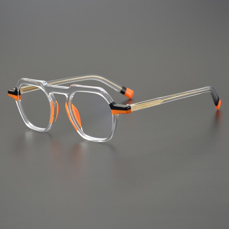 Gatenac Unisex Full Rim Oval Square Acetate Browline Eyeglasses Gxyj830 Full Rim Gatenac Transparent  