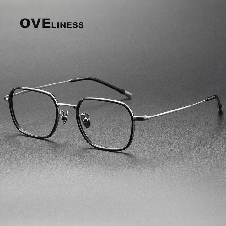 Oveliness Unisex Full Rim Square Acetate Titanium Eyeglasses 8508 Full Rim Oveliness black gun  