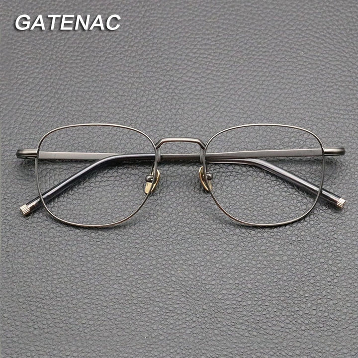 Gatenac Unisex Full Rim Square Titanium Eyeglasses Gxyj840 Full Rim Gatenac   