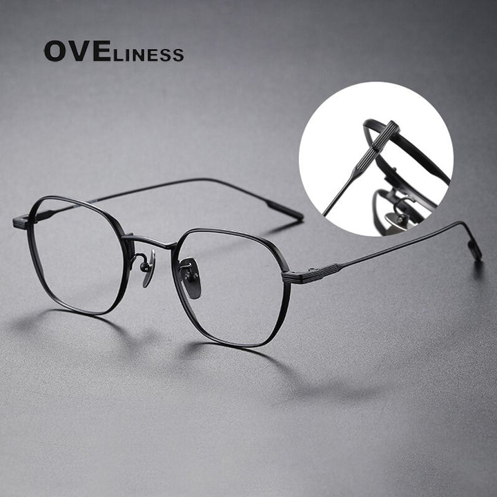 Oveliness Unisex Full Rim Irregular Square Titanium Eyeglasses 80808 Full Rim Oveliness   