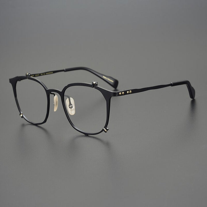 Gatenac Unisex Full Rim Irregular Square Titanium Eyeglasses Gxyj867 Full Rim Gatenac Black  