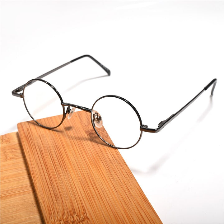 Cubojue Unisex Full Rim Small Round Myopic Alloy Reading Glasses 201 Reading Glasses Cubojue 0 Gray 