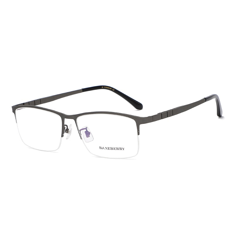 Reven Jate Unisex Semi Rim Rectangle Titanium Frame Eyeglasses 71111 Semi Rim Reven Jate   