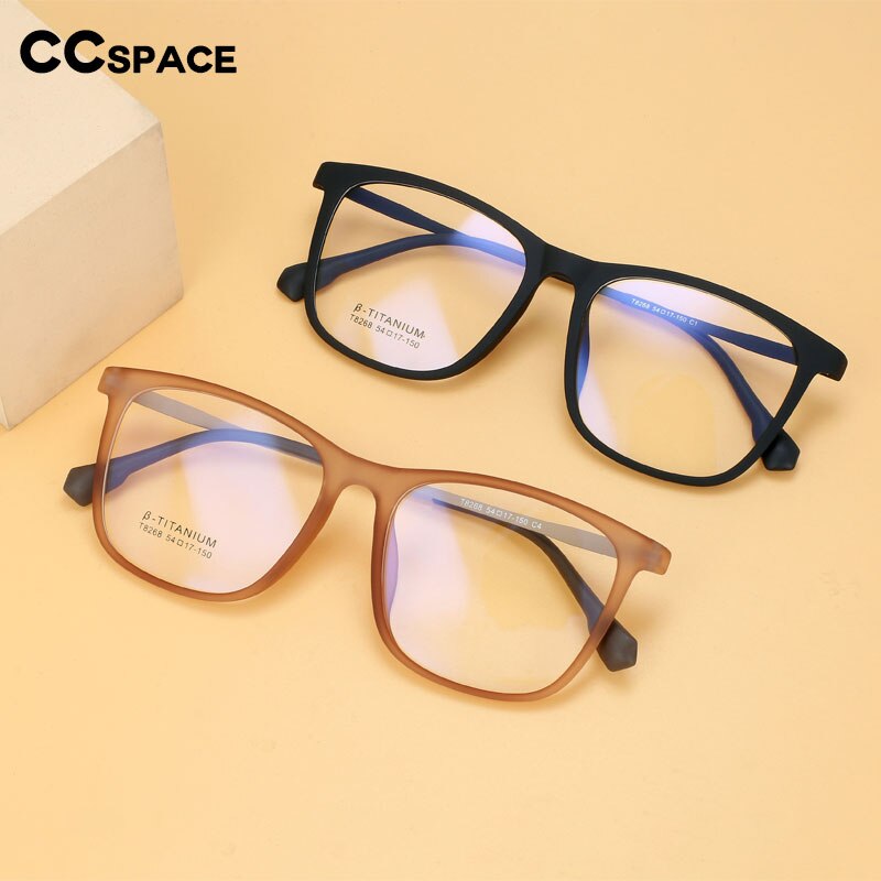 CCspace Unisex Full Rim Square Tr 90 Titanium Eyeglasses 55521 Full Rim CCspace   