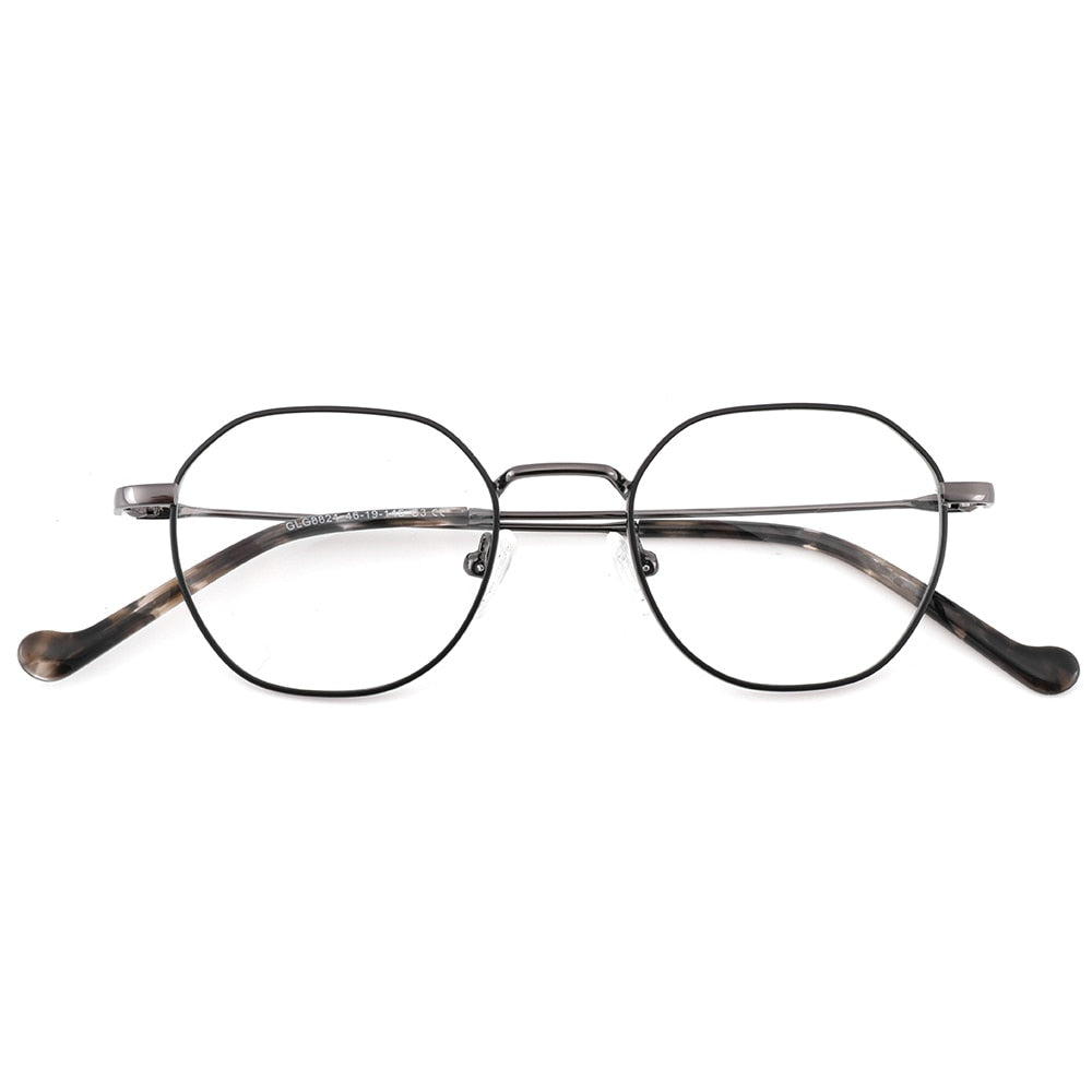 Laoyehui Unisex Full Rim Round Alloy Frame Eyeglasses 8824 Full Rim Laoyehui Black Grey +25 
