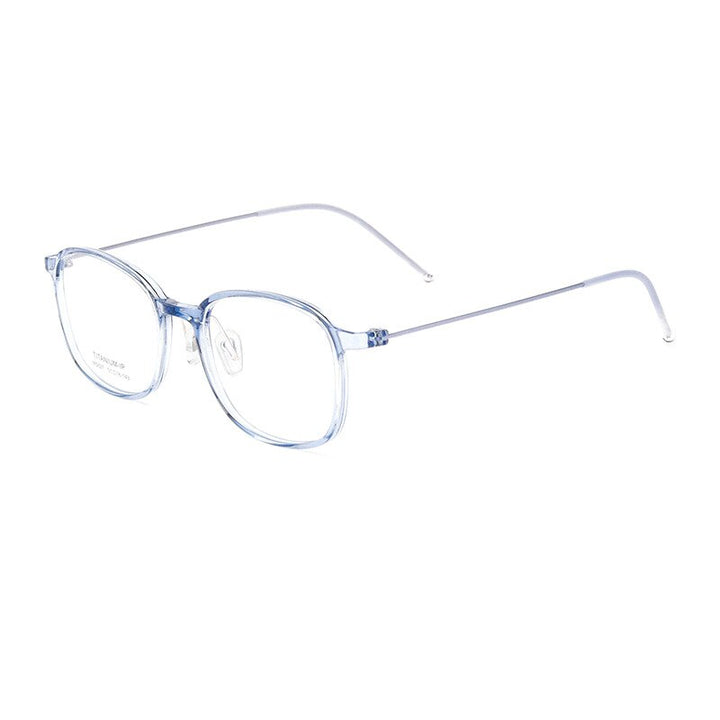Hotochki Men's Full Rim Rectangle Titanium Ip Electroplated Frame Eyeglasses Pt2219 Full Rim Hotochki blue  