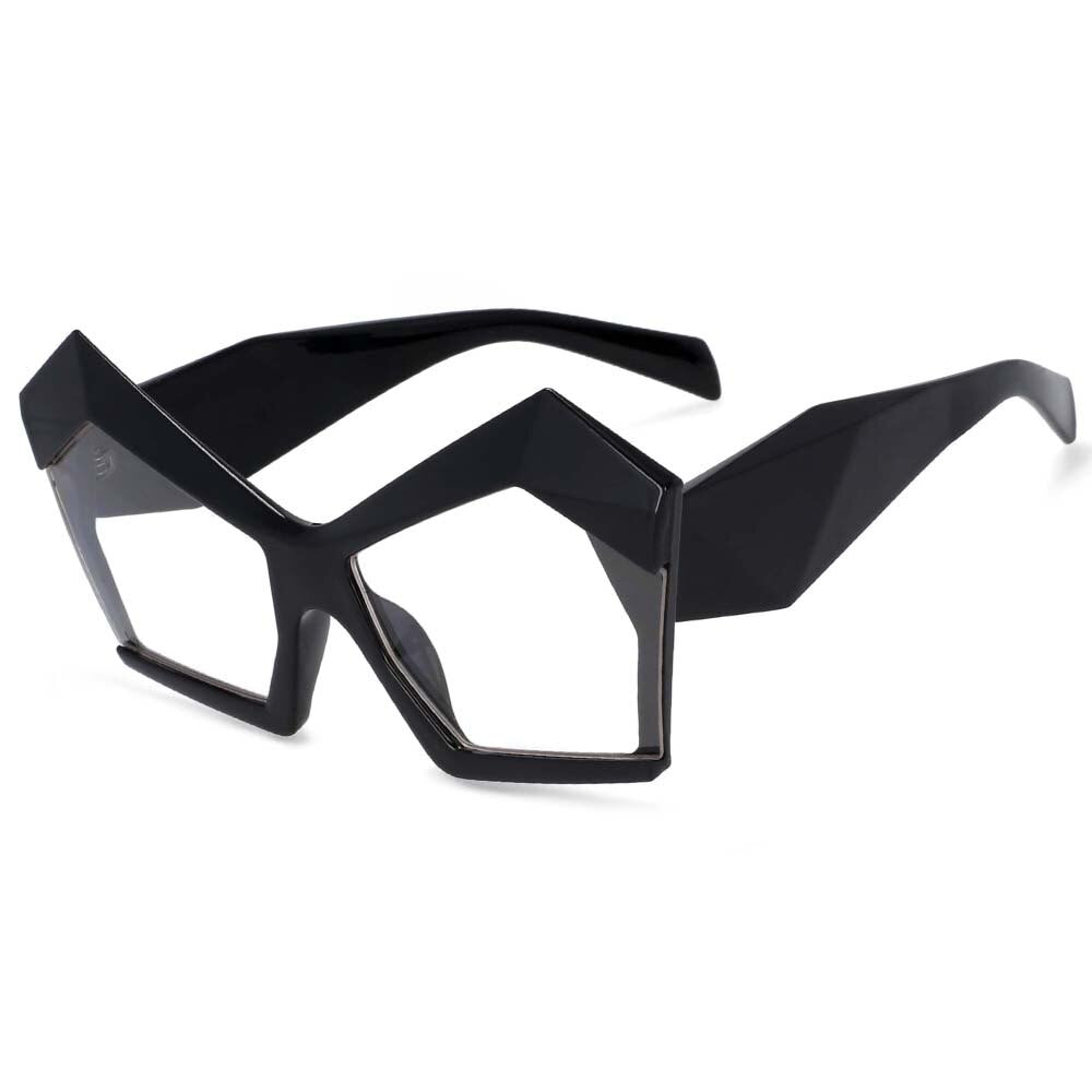 CCSpace Women's Full Rim Oversized Polygonal Acetate Frame Eyeglasses 53877 Full Rim CCspace China black 