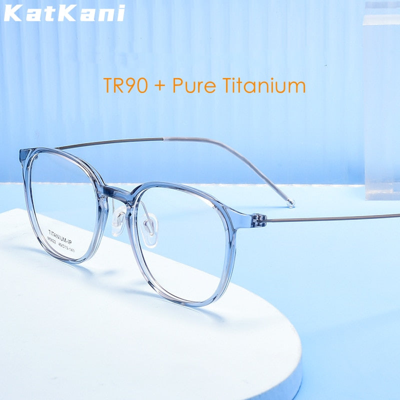 Katkani Unisex Full Rim Small Round Acetate Titanium Eyeglasses 5822m Full Rim KatKani Eyeglasses   